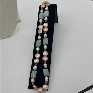 3.23.26-31 Gorgeous Handcrafted Pearl & Amazonite Beaded Necklace